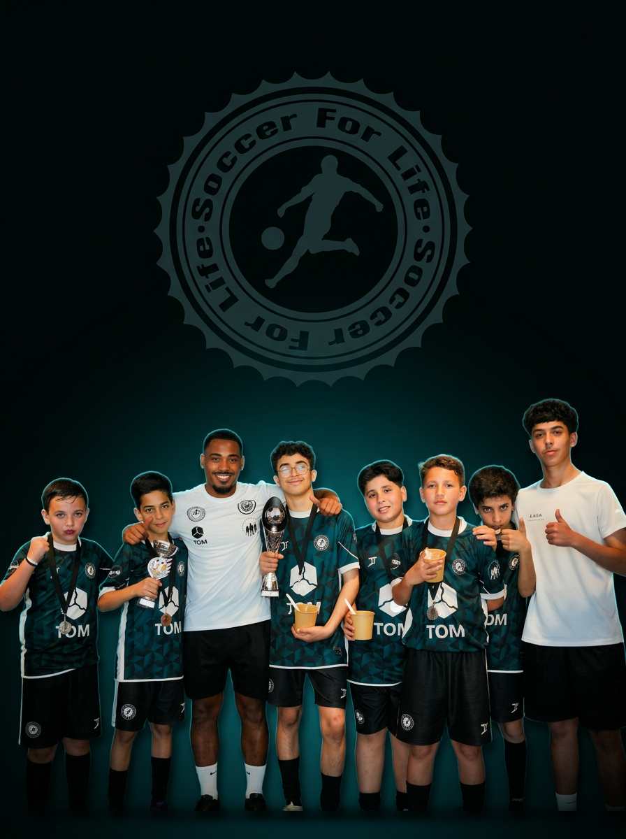 Soccer For Life kampioensteam met bekers